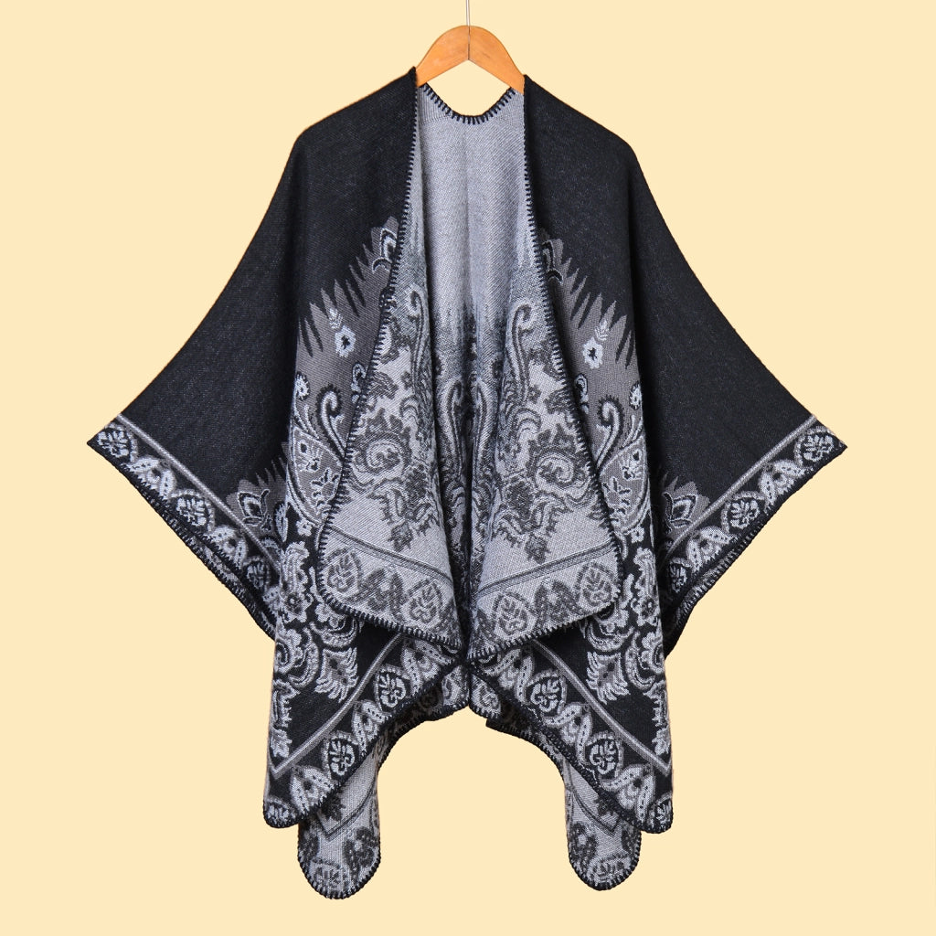 Sciarpe e scialli da donna all'ingrosso, jacquard vintage, spessi, caldi, con spacco.
