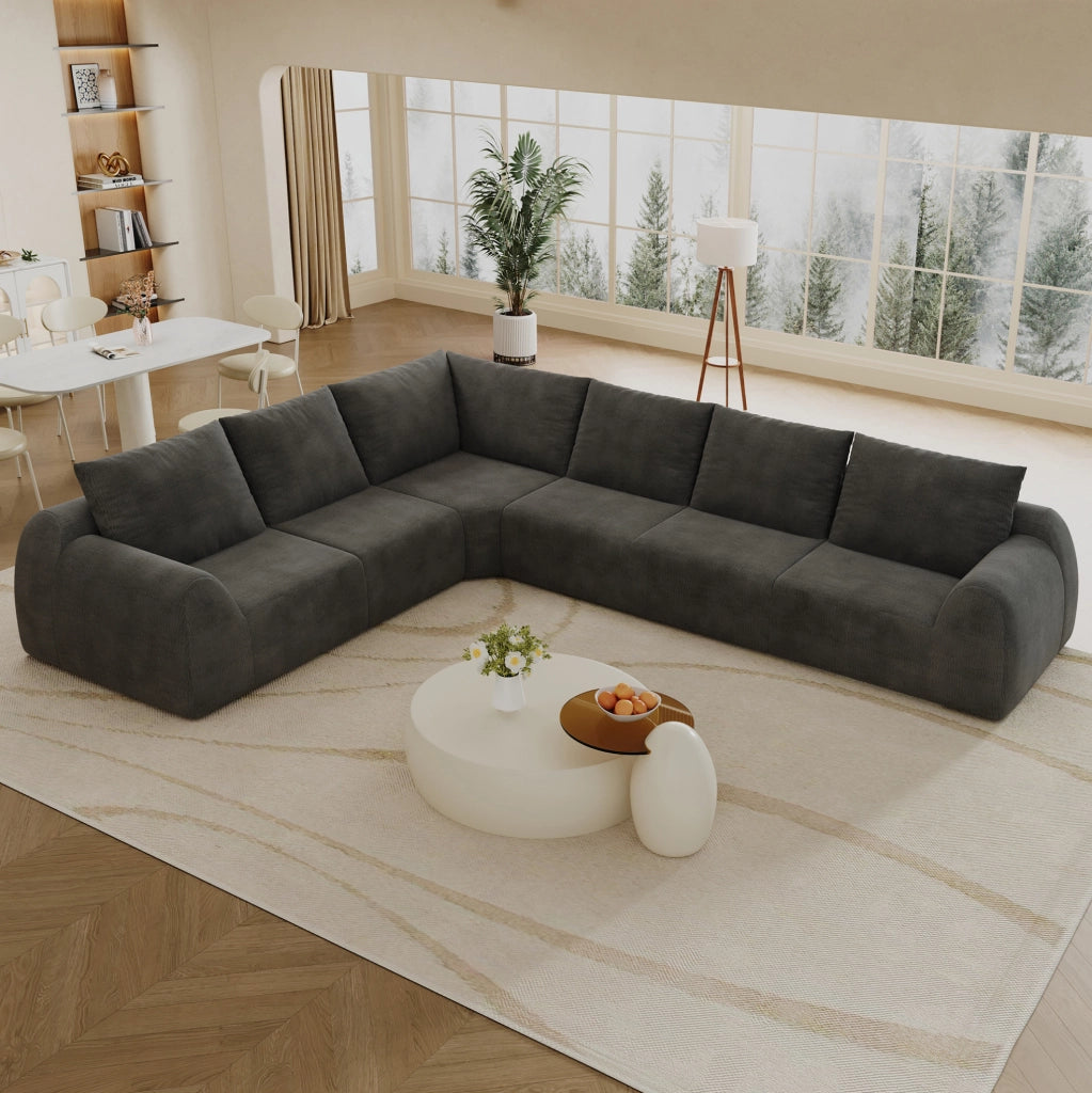 Divano in ciniglia 334x267x85 cm, grigio scuro