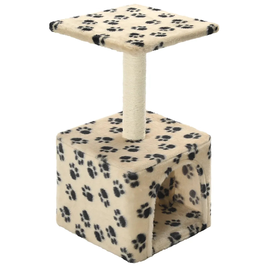 Albero per Gatti e Tiragraffi Sisal 55 cm Zampe Stampate Beige CFW9815007