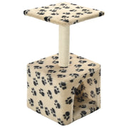 Albero per Gatti e Tiragraffi Sisal 55 cm Zampe Stampate Beige CFW9815007
