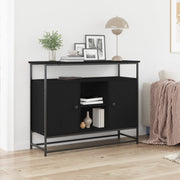 Sideboard  Nero Rovere 100x35x80 cm Legno ingegnerizzato e Acciaio