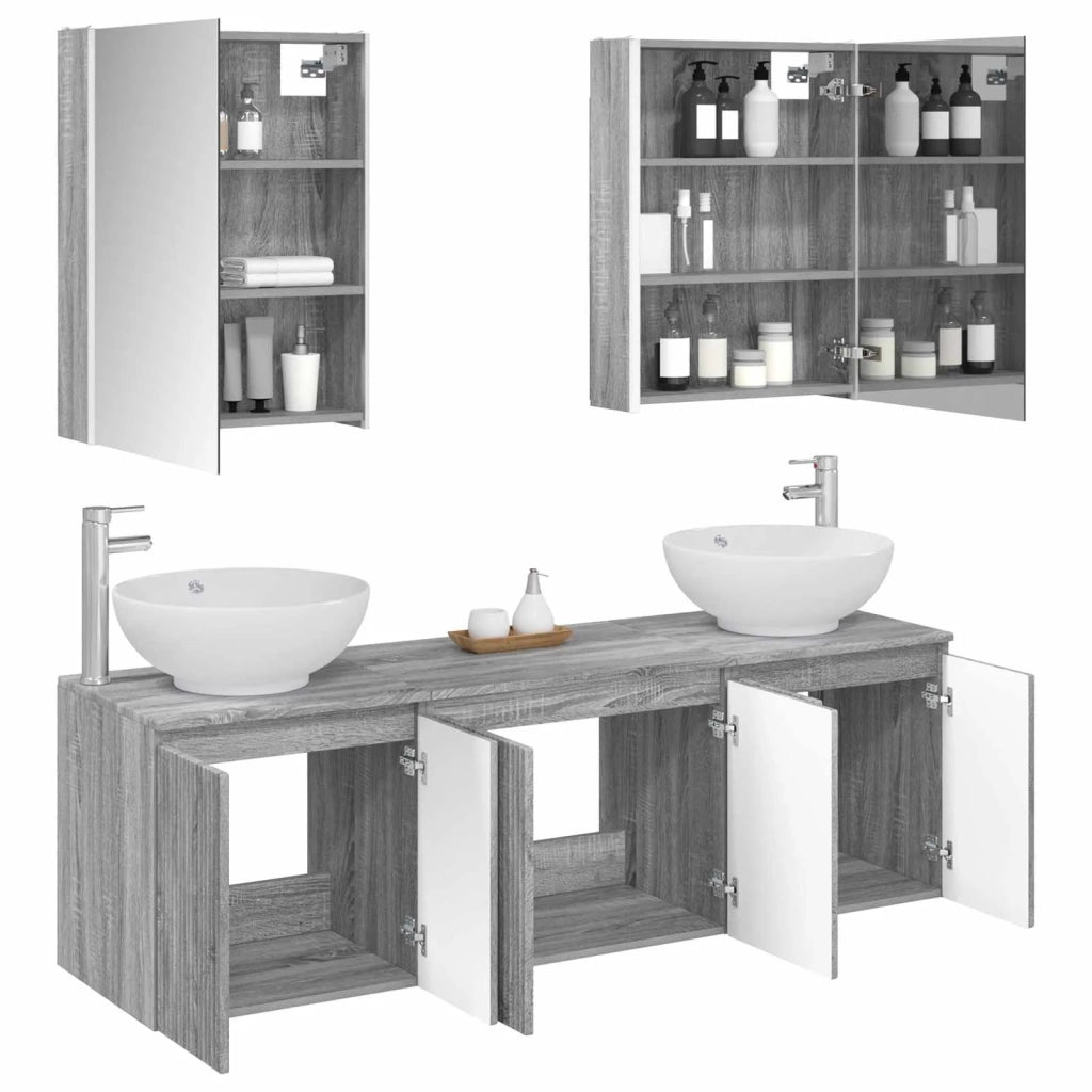 Set di Armadi da Bagno 5 pcs Sonoma grigio Legno ingegnerizzato 3406492