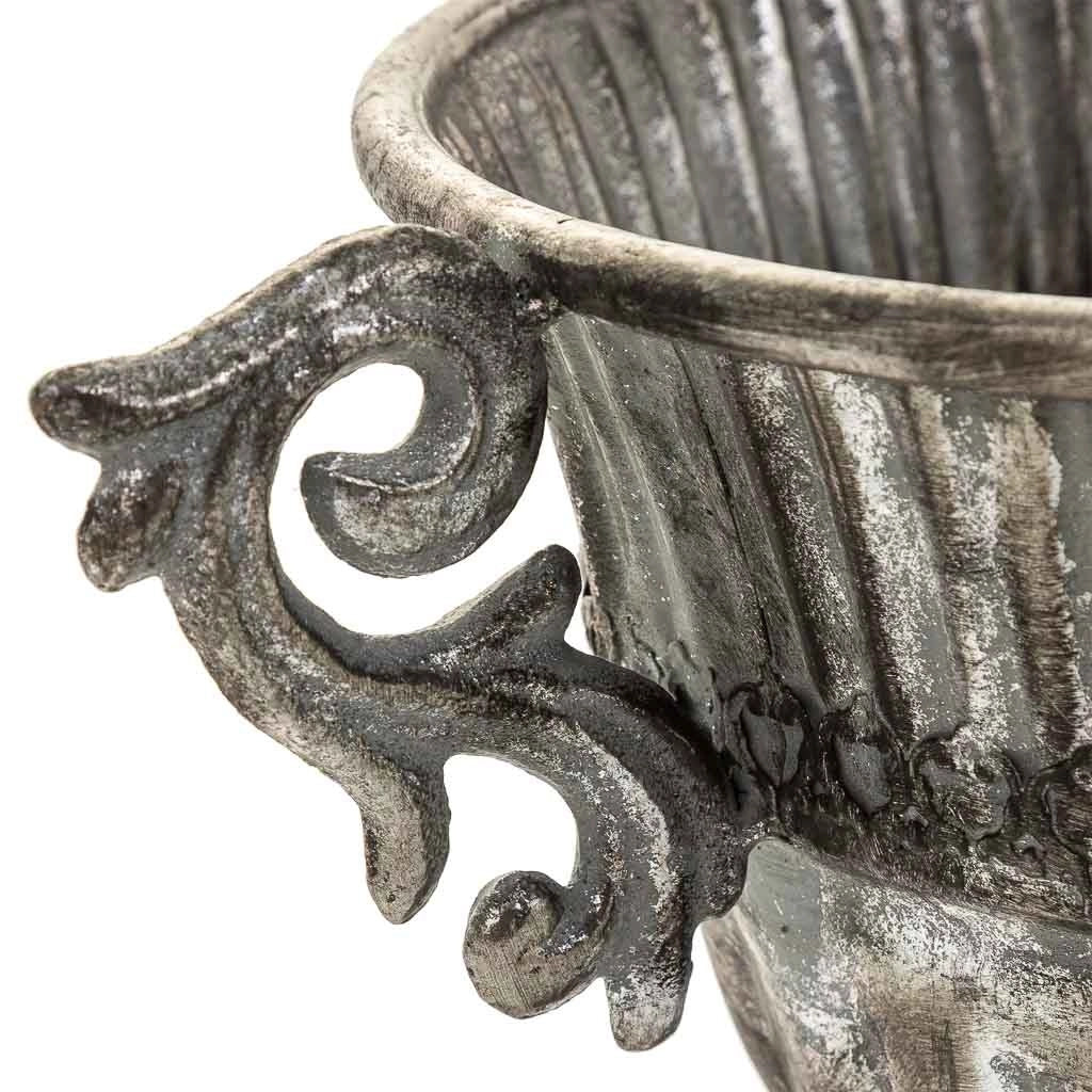 Vaso da fiori in metallo argentato 36x24,5x22,5h