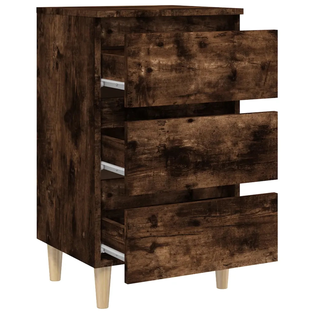 Comodino con Gambe in Legno Massello Rovere Fumo 40x35x69 cm cod mxl 30625