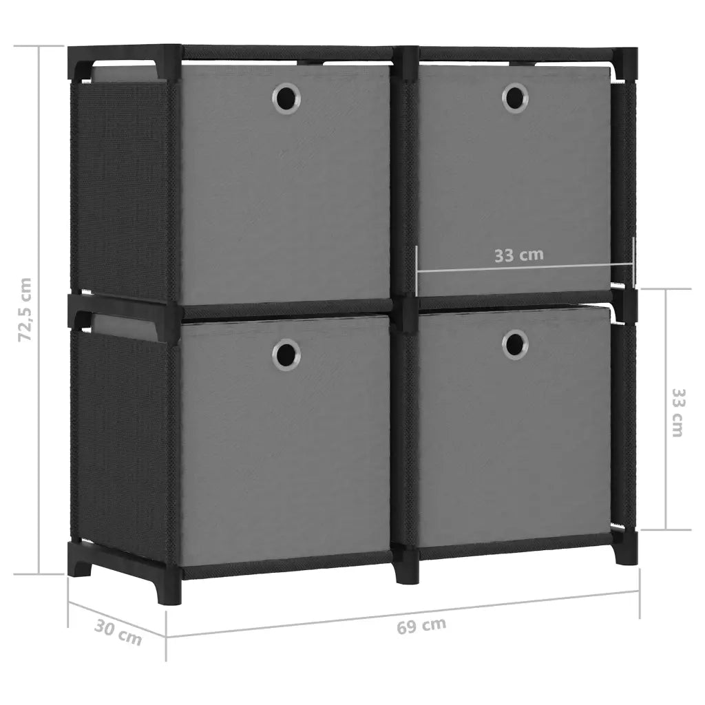 Mobile con 12 Scatole a Cubo Nero 69x30x72,5 cm in Tessuto CFW1551627