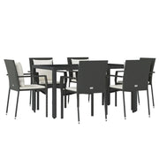 Set da pranzo da esterno in resina intrecciata nera da 7 pezzi con cuscini inclusi mobili da giardino 02_0014476