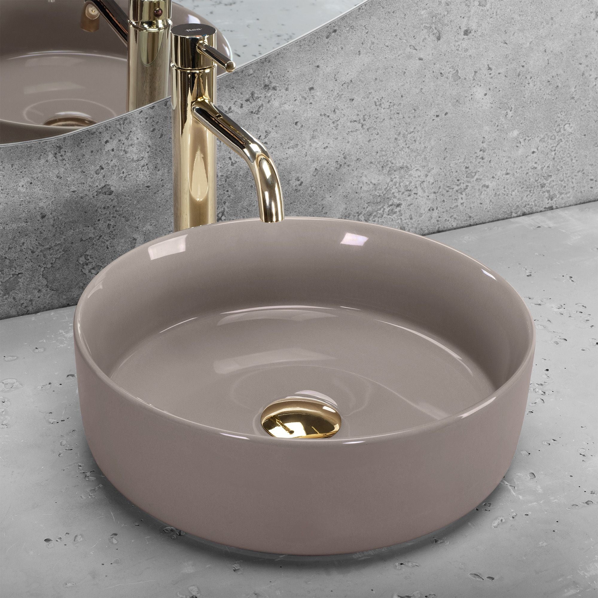 Lavabo Da Appoggio Rea Sami Beige Shiny