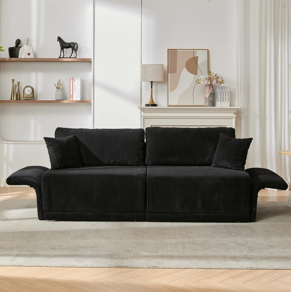DIVANO LETTO Convertibile 182x88x84 cm Velluto a coste Nero