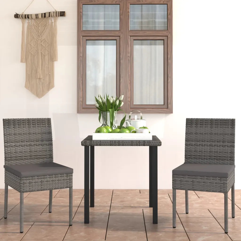 Set da Pranzo da Giardino 3 pz | Set Salotto da Giardino in Polyrattan Grigio
