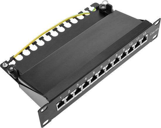 Pannello patch 10" per rack 12 porte RJ45 Cat.6A FTP 1U
