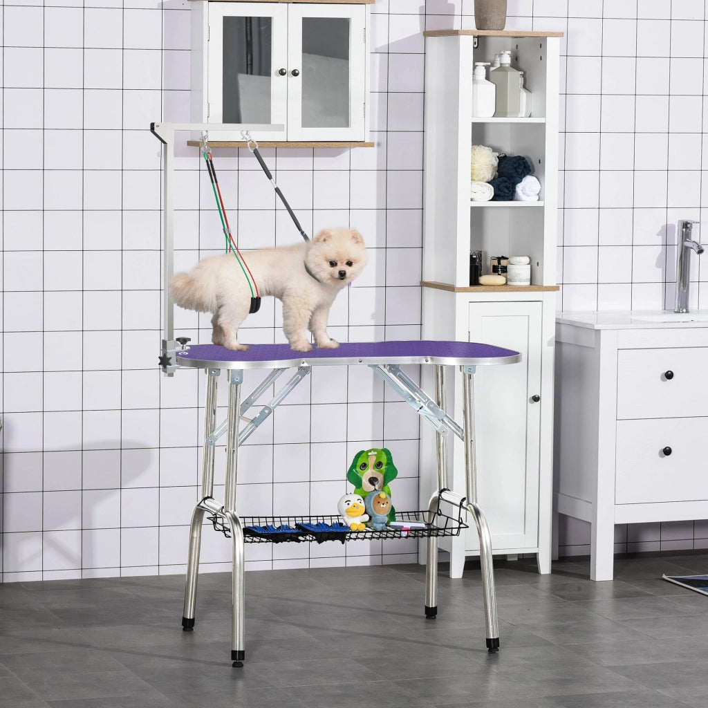 Supporto Toeletta Pieghevole Per Cani ¨C Zephmum ¨C Acciaio Inox, Altezza Regolabile 74 cm