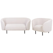 Set divano e poltrona in poliestere beige e nero con gambe dorate stile glamour retrò soggiorno