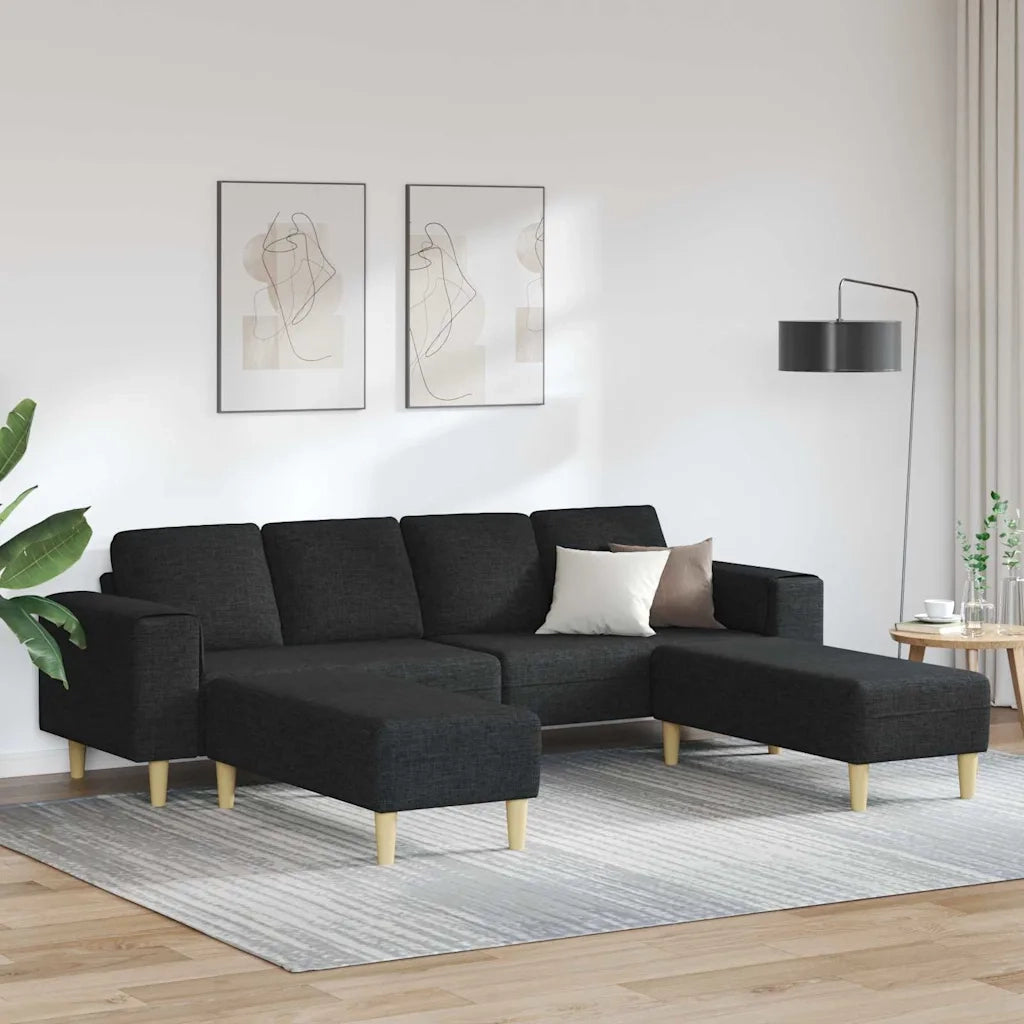 Set di divani 3 pcs Nero Tessuto