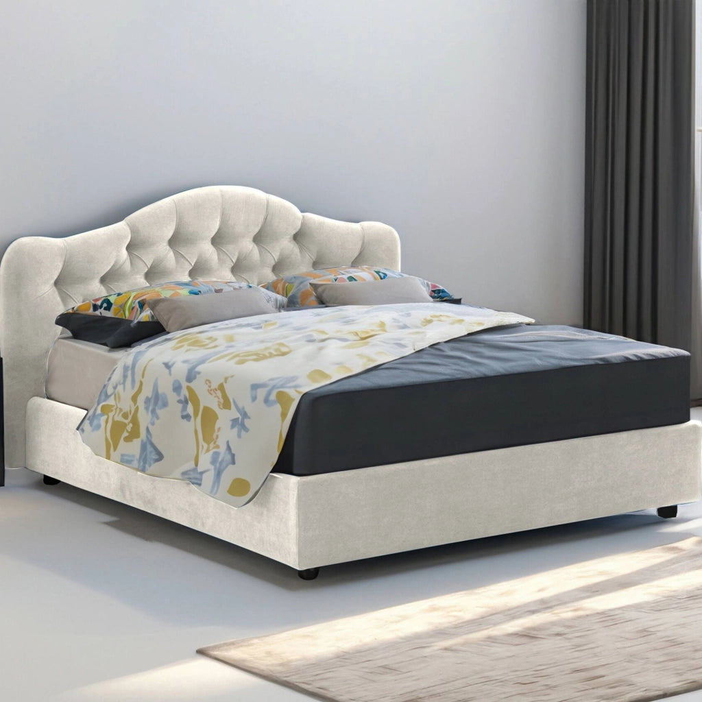 Letto Matrimoniale Aly, Letto Matrimoniale Sfoderabile Made in Italy, Beige