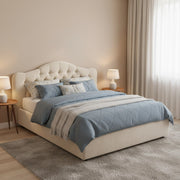 Letto Matrimoniale Aly, Letto Matrimoniale Sfoderabile Made in Italy, Beige