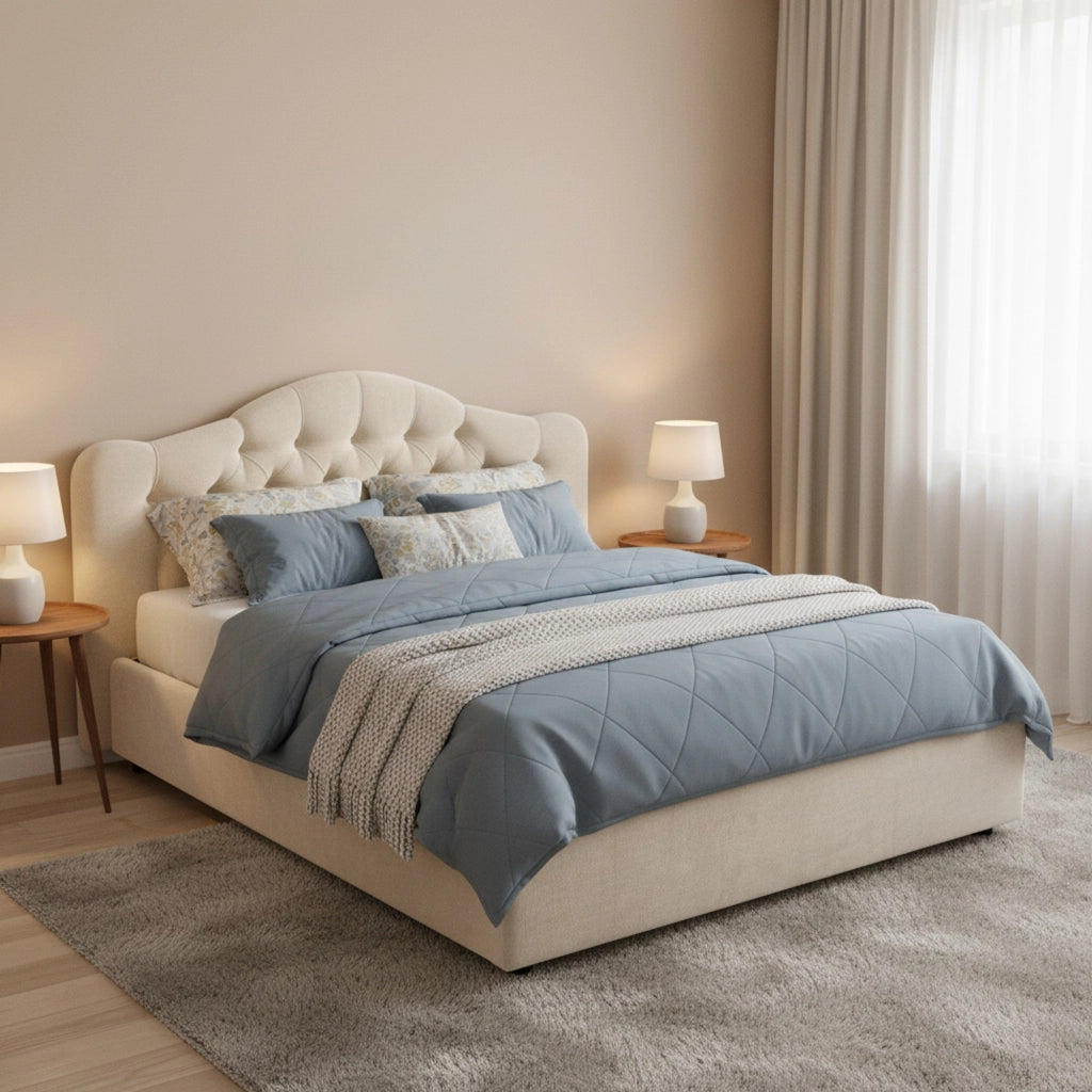 Letto Matrimoniale Aly, Letto Matrimoniale Sfoderabile Made in Italy, Beige