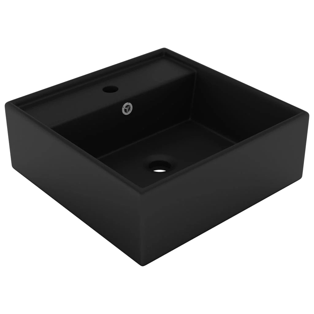 Lavabo quadrato di lusso con troppopieno lavabo da appoggio lavabo da bagno stanza da trucco casa nero opaco 41 x 41 cm ceramica 02_0002695