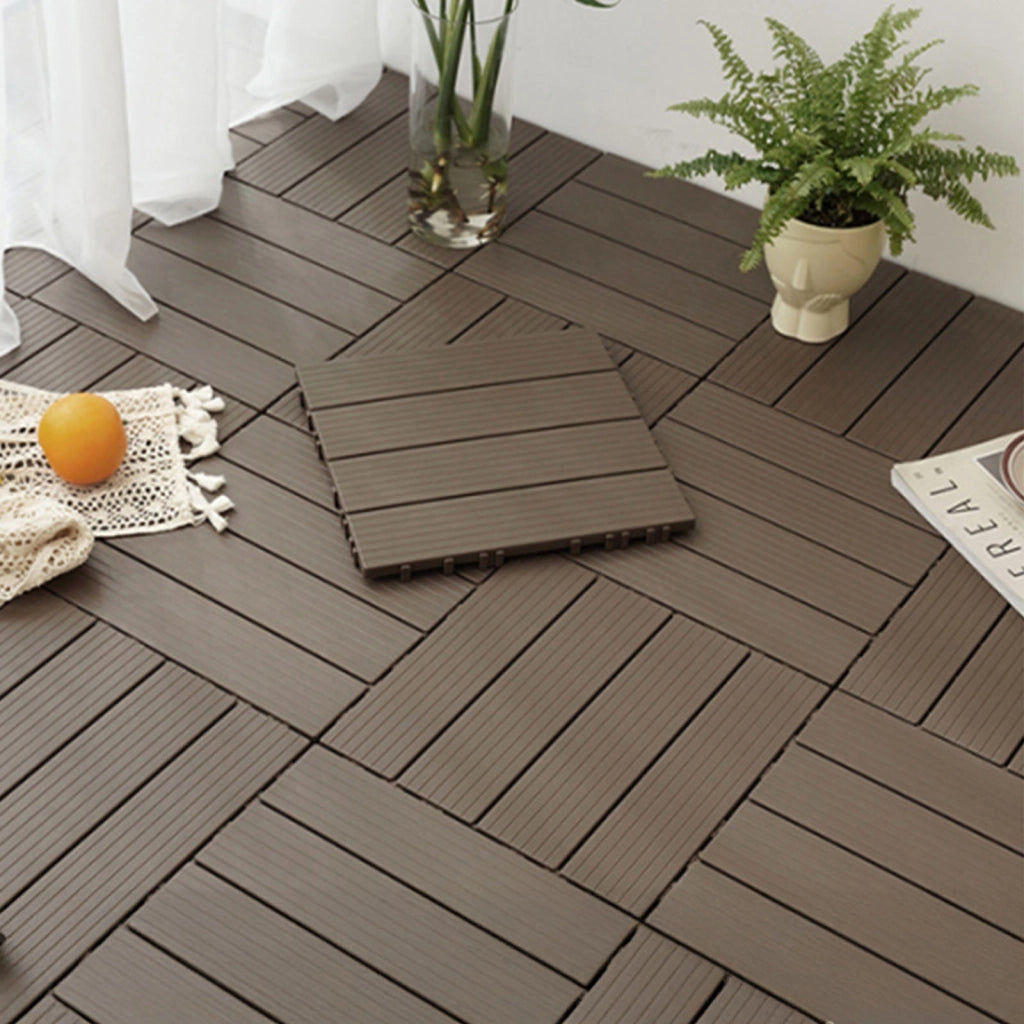 10 Pezzi Piastrelle Plastica Giardino 30x30x2cm Pavimento Esterno PVC Nero Caffè