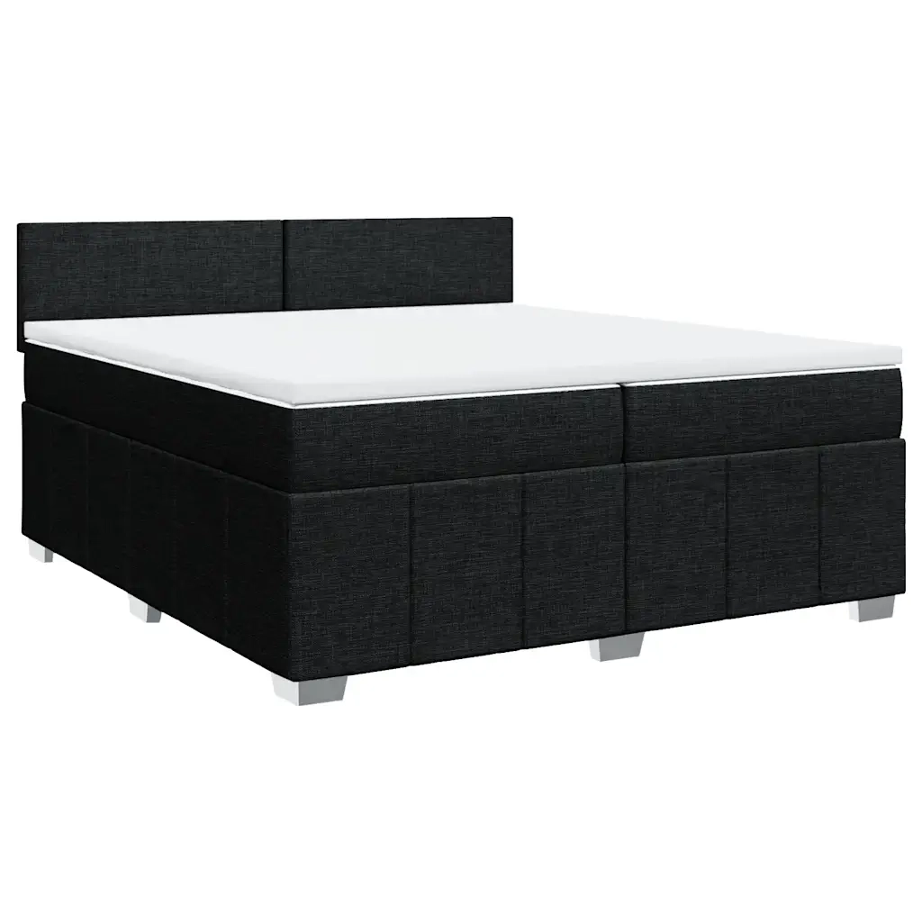 Giroletto a Molle con Materasso Nero 200x200 cm in Tessuto