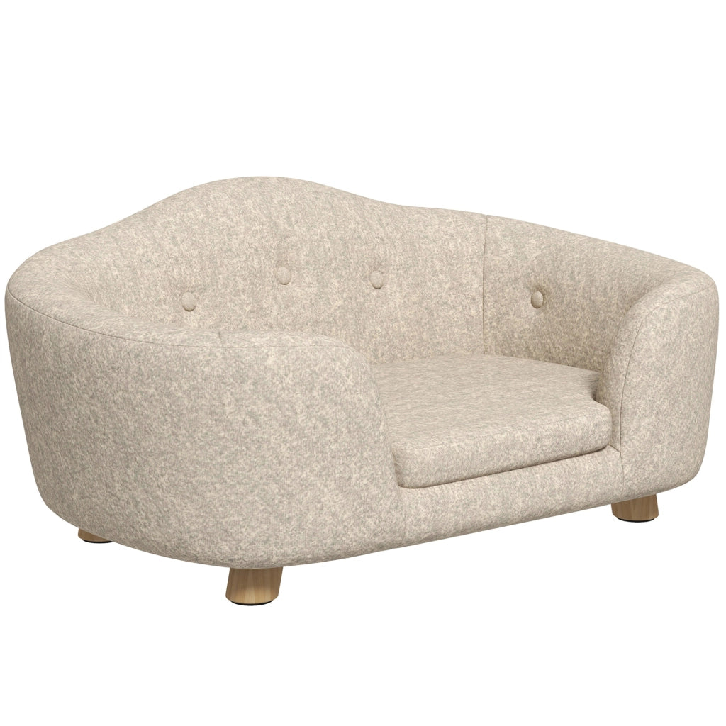 Cuccia per cani con cuscino rimovibile e lavabile struttura in legno schienale alto crema 70 × 47 × 30 cm