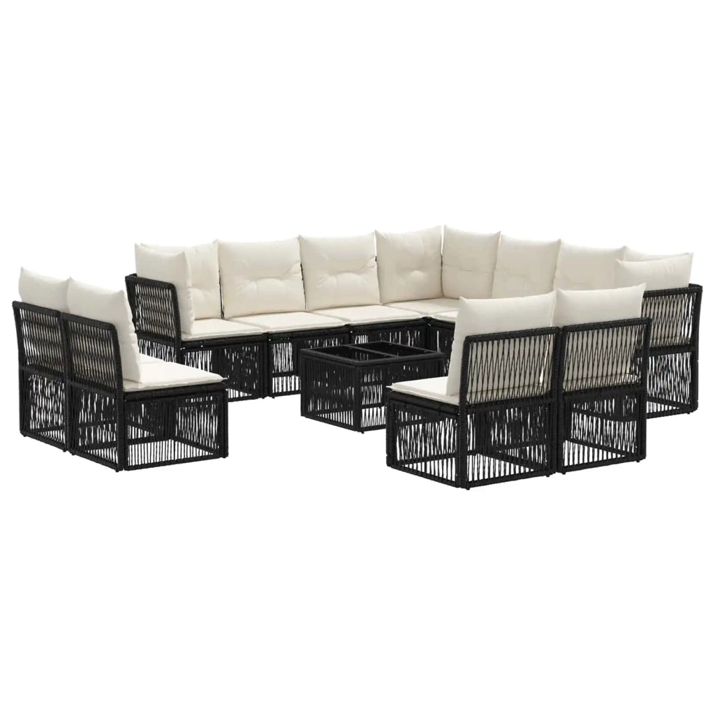 Set Divano da Giardino 12 pcs Nero polyrattan