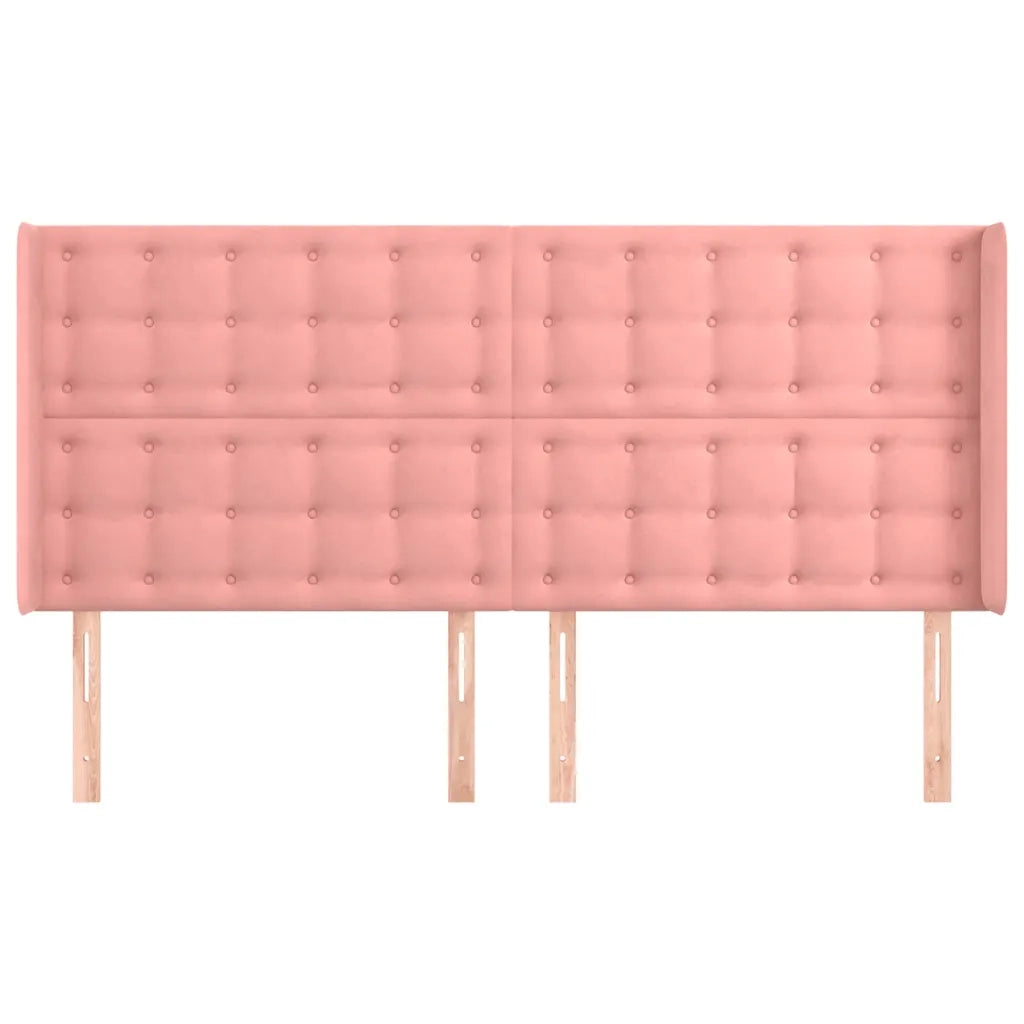 Testiera ad Orecchio Rosa 203x16x118/128 cm in Velluto
