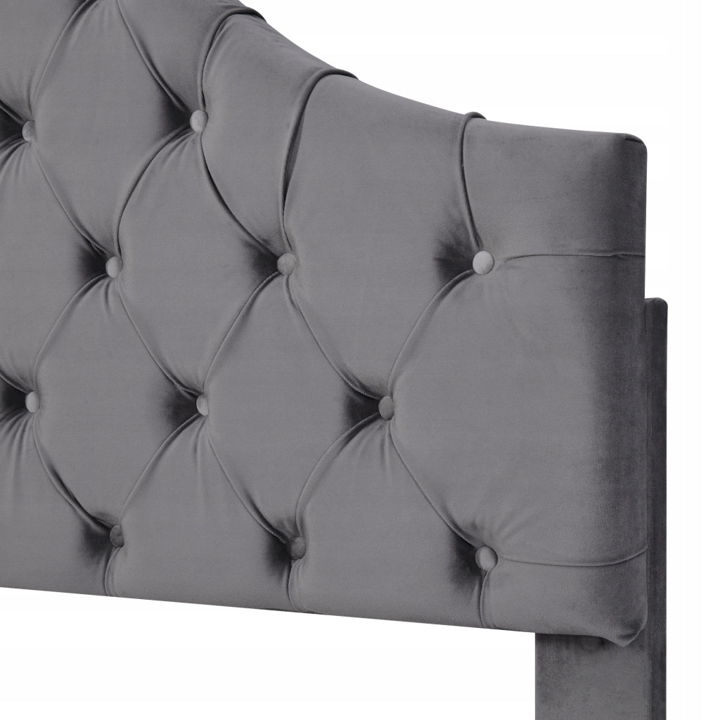 Letto singolo 140x200 - Xylo - Testiera regolabile, grigio