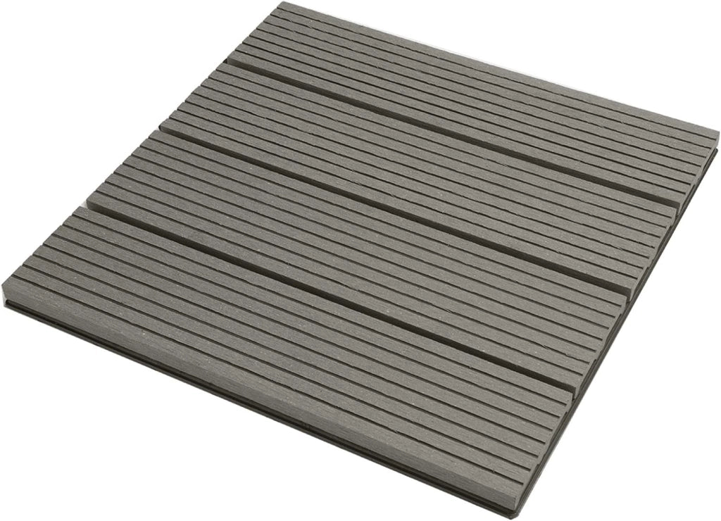 22 pezzi DIY Piastrella da giardino Terrazza Mattonelle Pavimento per casa in WPC Doghe Legno 30x30 cm Grigio Chiaro