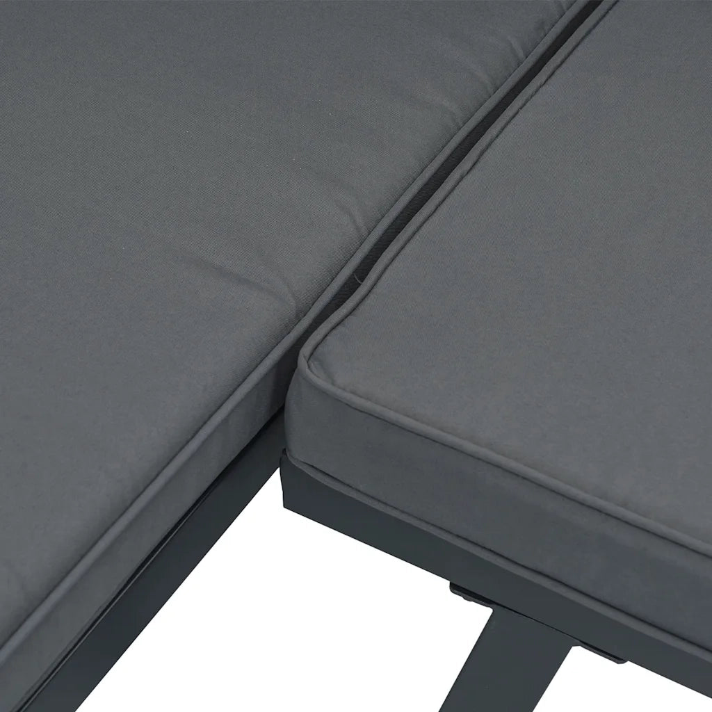 Set Divani da Giardino 2 pz | Set Salotto da Giardino con Cuscini in Alluminio Nero