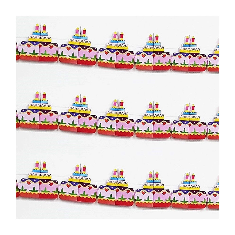 Trade Shop - Set 3 Pezzi Festoni Carta Torta Candeline 3m Torte Cake Bandierine Festone Feste -