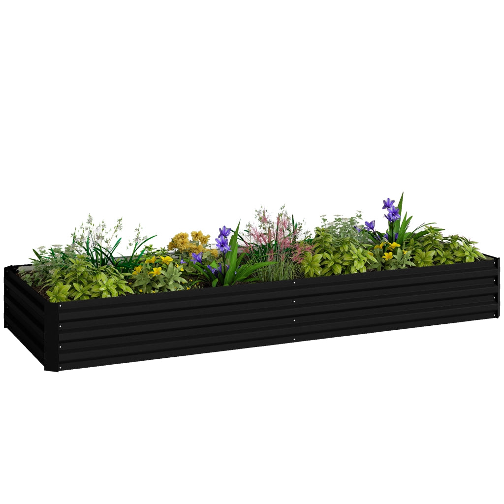 Vaschetta da giardino rettangolare ¨C zephmum ¨C nero acciaio ondulato 241x90.5x30 cm