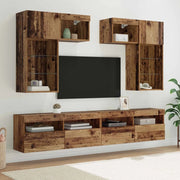 Unità per TV a Muro 6 pcs Rovere Nero Legno multistrato 3402788