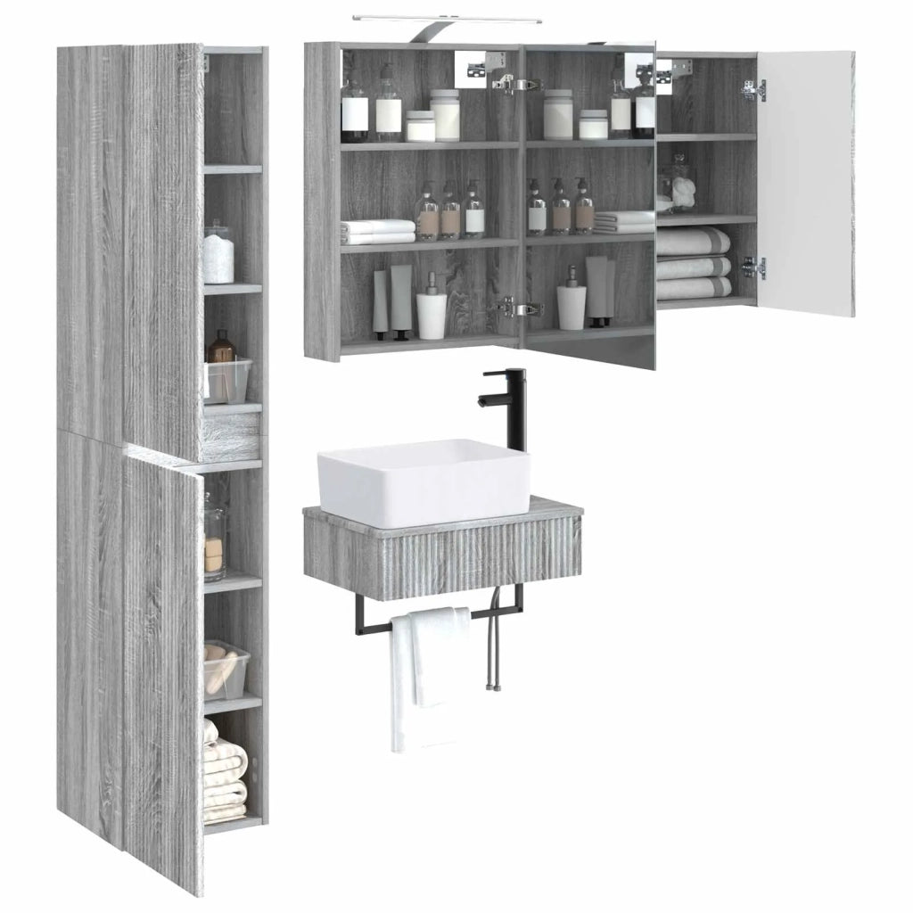 Set di mobili per il bagno 5 pcs Sonoma grigio 3407268