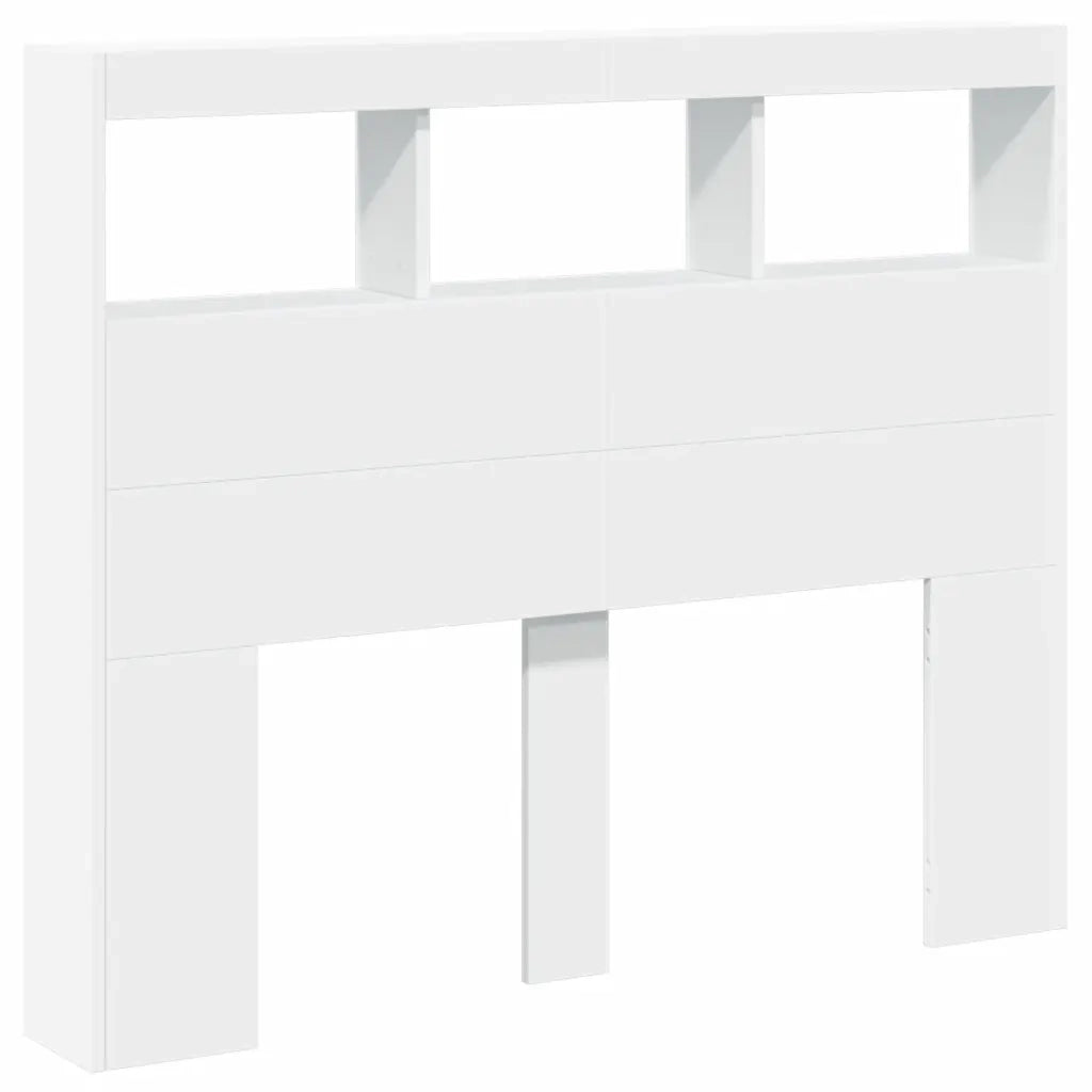 Testiera con Contenitore a LED-Testata del letto Bianca 120x17x102 cm