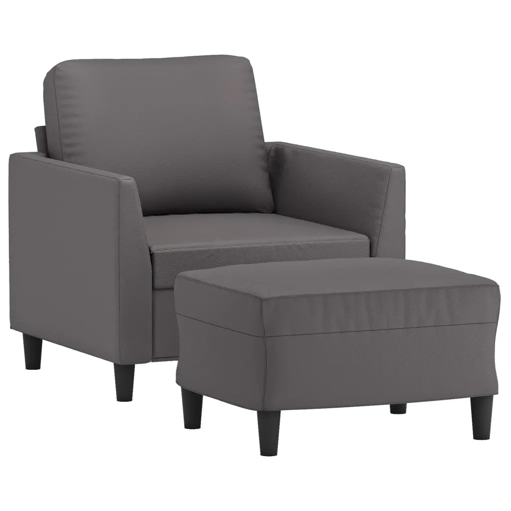 Poltrona | Sedia Relax con Poggiapiedi Grigio 60 cm in Similpelle