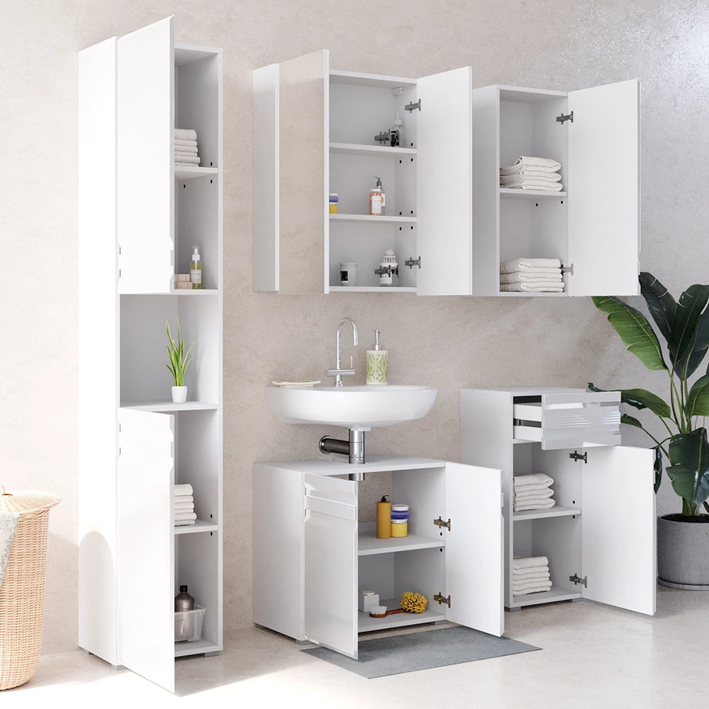 Vicco Set mobili bagno Bianco lucido 5 parti