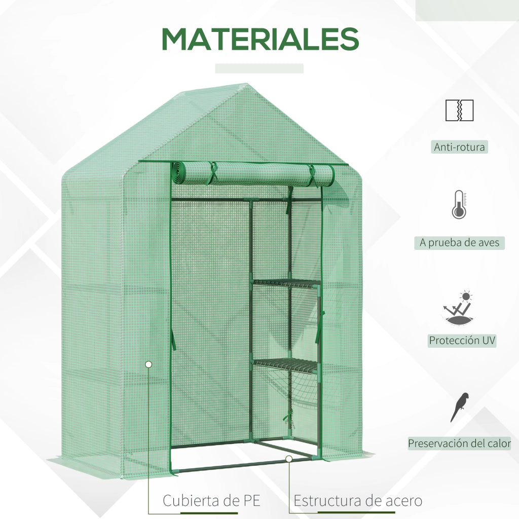 Serra da giardino con 4 ripiani ¨C zephmum ¨C verde 141x72x191 cm