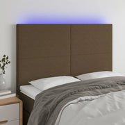 Testiera a LED-Testata con LED Marrone Scuro 144x5x118/128 cm in Tessuto 821194