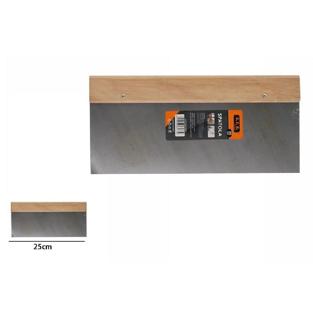 Trade Shop - Spatola Stecca Pareti Per Stucco Acciaio Impugnatura Legno 25 Cm Pittore 53273a -