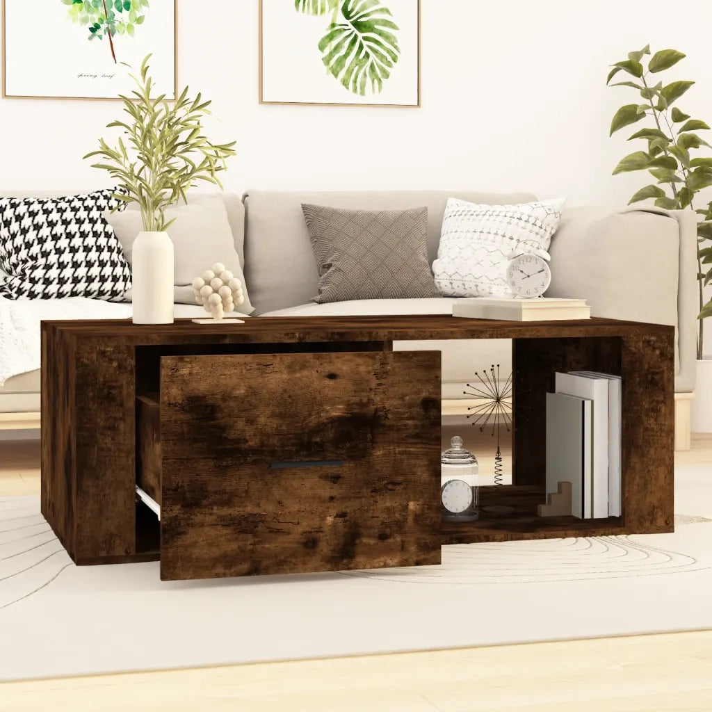 Tavolino da salotto | Tavolino da caff¨¨ | Tavolino da Soggiorno Rovere Fumo 100x50,5x35cm Legno Multistrato