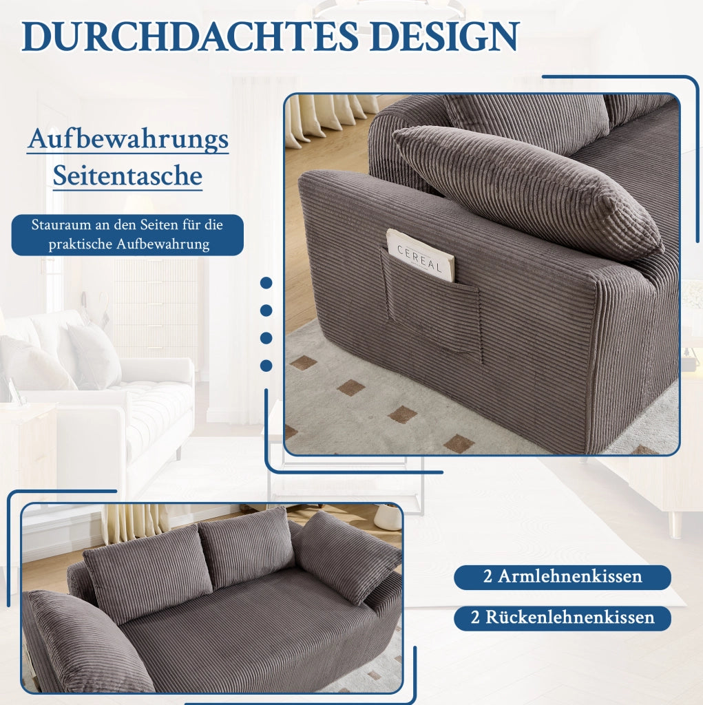 Divano da pavimento compatto in tessuto Brown Gray