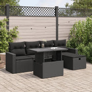 Set Divano da Giardino 6 pz con Cuscini Nero in Polyrattan 3327805