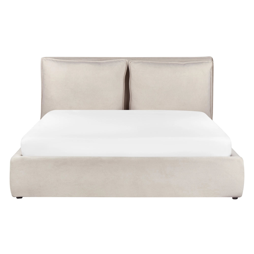 Letto matrimoniale beige chiaro con contenitore 160 x 200 cm camera da letto moderna