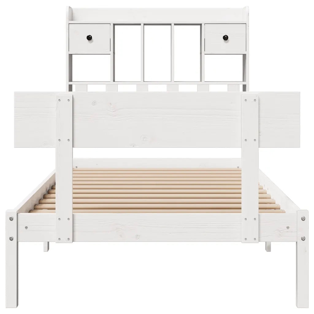 Letto Libreria senza Materasso Bianco 90x190 cm Massello Pino 3321821