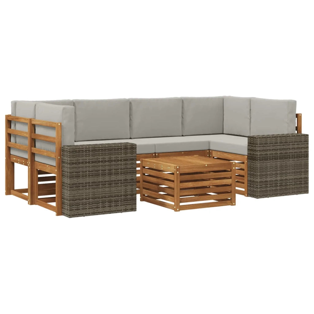 Set di divani da esterno 7 pz Naturale e Grigio Chiaro 3384097