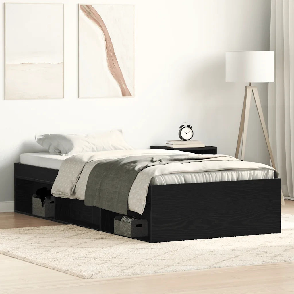 Giroletto senza Materasso Rovere Nero 90x190cm in Truciolato