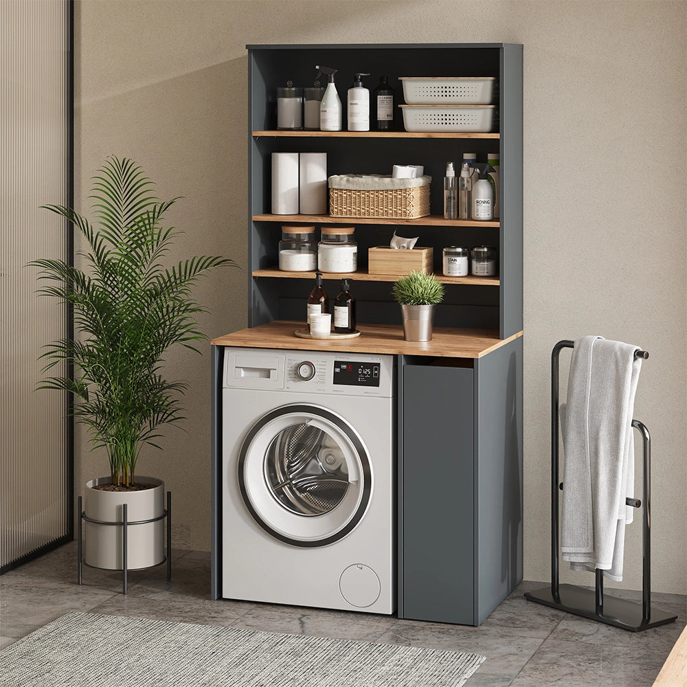 Vicco Mobile lavatrice Antracite/quercia dorata 93.6 x 88.2 cm 2 parti con armadio e ripiano