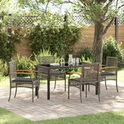 Set da Pranzo per Giardino 5 pcs Grigio e Nero Rattan 3380822