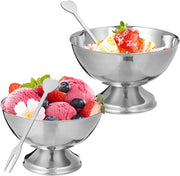 Set di scodelle per dessert in acciaio inossidabile per gelato, insalata, cocktail e altro | Scodella da servire con piede (10 x 10 x 6,5 cm)