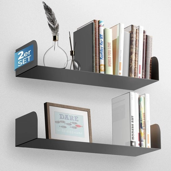 Pannelli per parete - Design moderno - Pannello per libri, pannello per parete per ufficio, soggiorno, cucina e bagno - Fissaggio senza perforazione (Nero)